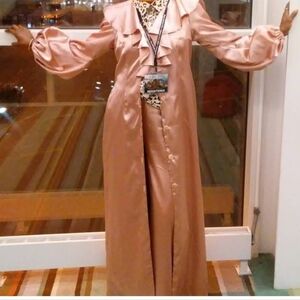 Elegant Satin Ruffled Rose Gold Pants Set